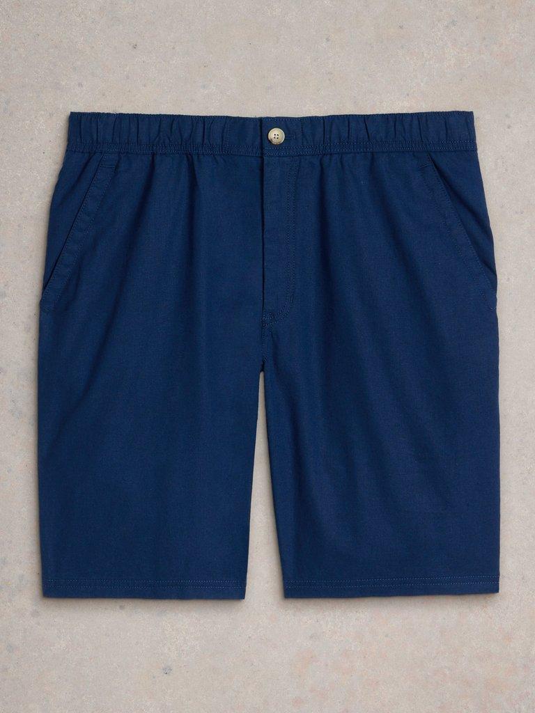 Drawstring Linen Blend Short in DARK NAVY - FLAT FRONT
