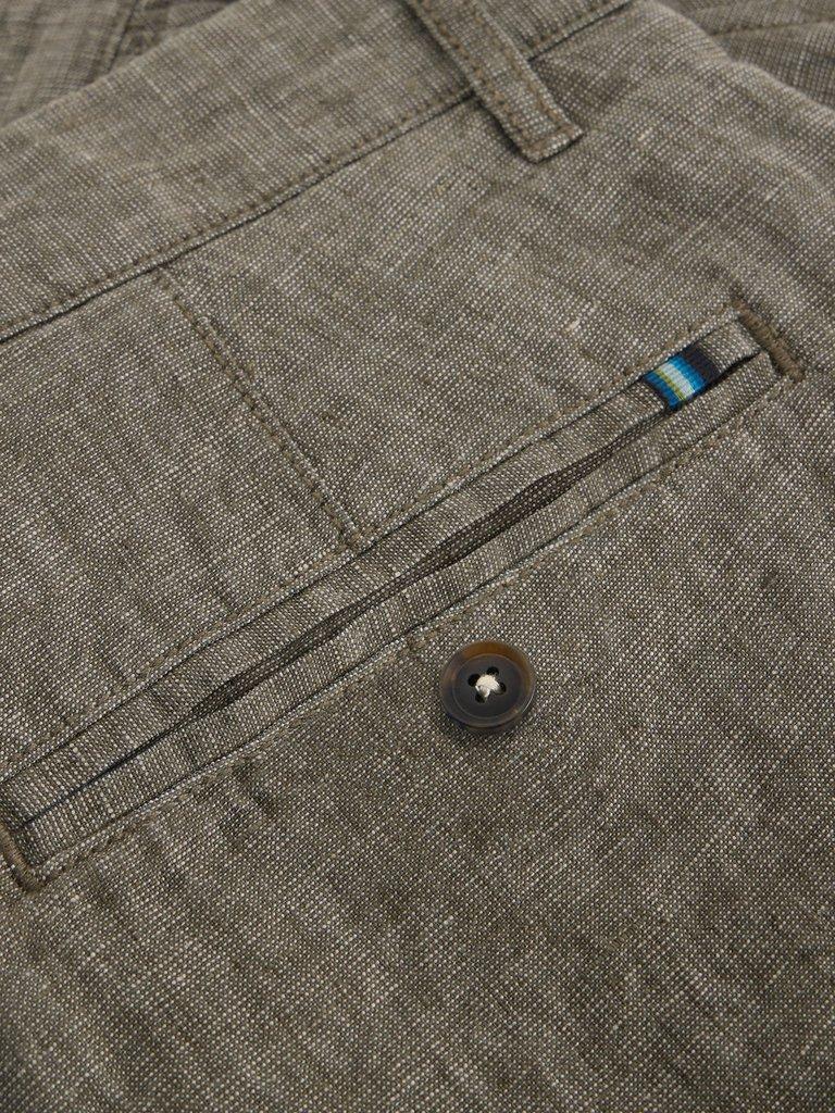 Linen Chino Short in KHAKI GRN - FLAT DETAIL