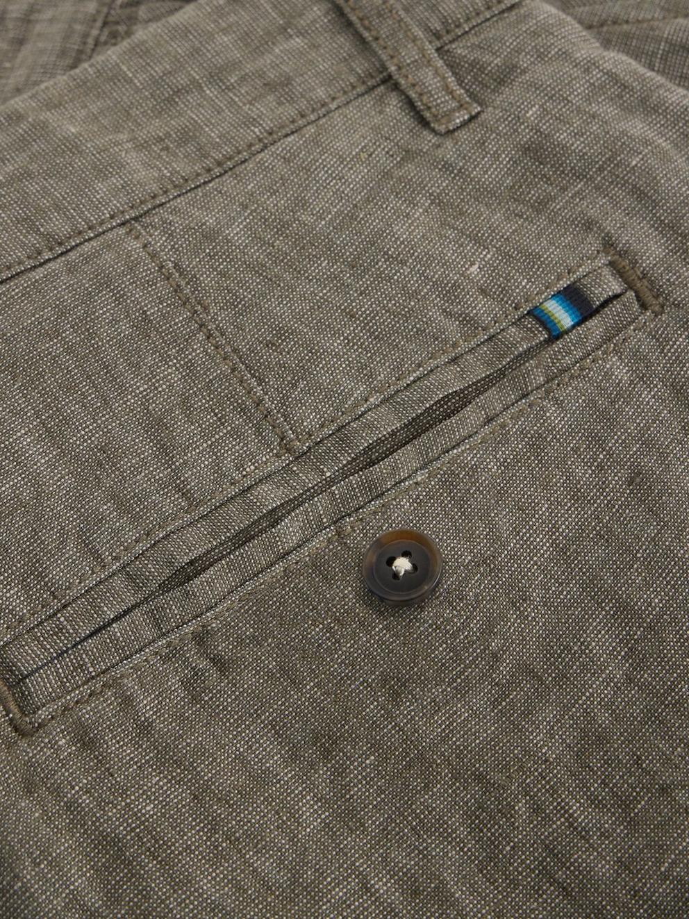 Linen Chino Short in KHAKI GRN - FLAT DETAIL