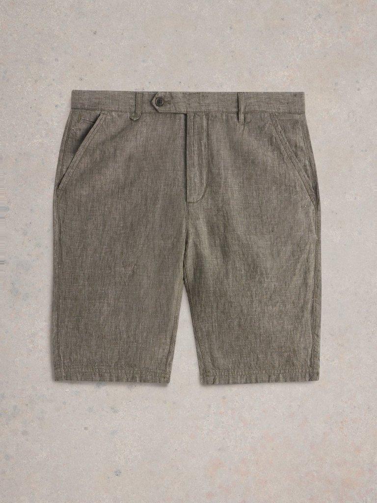 Linen Chino Short in KHAKI GRN - FLAT FRONT