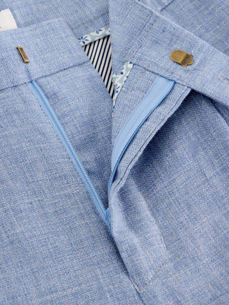 Linen Trouser in MID BLUE - FLAT DETAIL