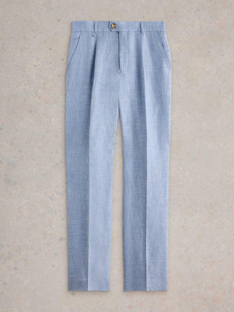 Linen Trouser in MID BLUE - FLAT FRONT
