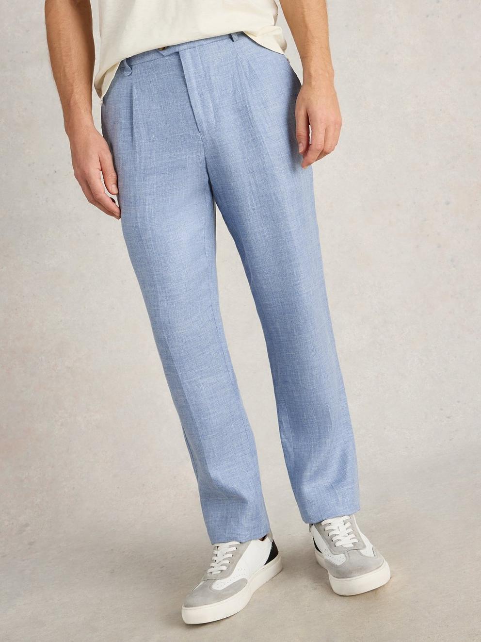 Linen Trouser in MID BLUE - LIFESTYLE