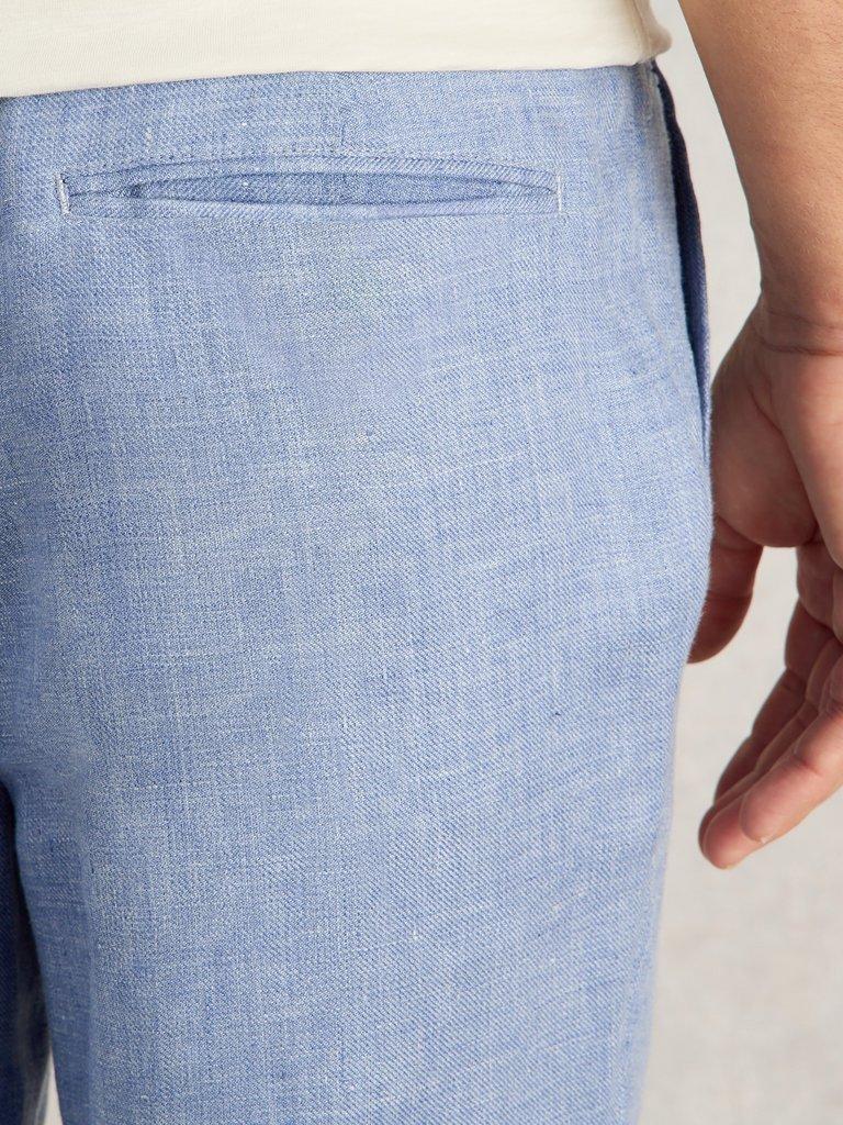 Linen Trouser in MID BLUE - MODEL DETAIL