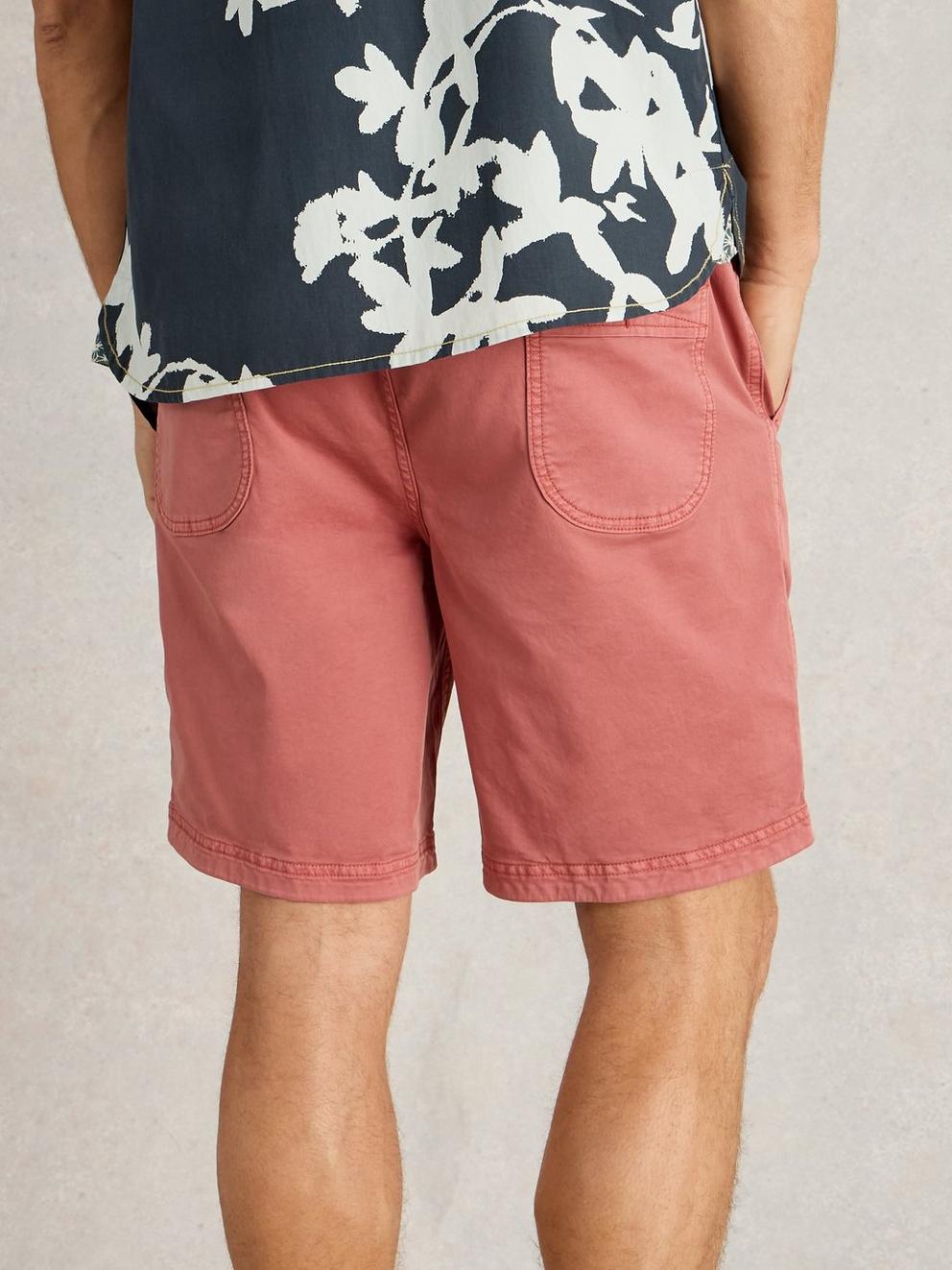 Sutton Drawstring Short in DEEP PINK - MODEL BACK