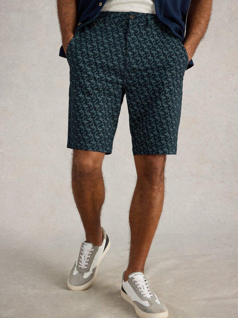 Fish Printed Chino Short in NAVY PR - LIFESTYLE