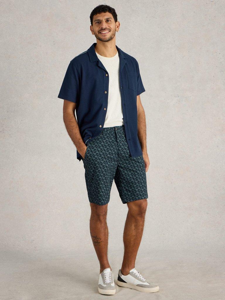 Fish Printed Chino Short in NAVY PR - MODEL FRONT