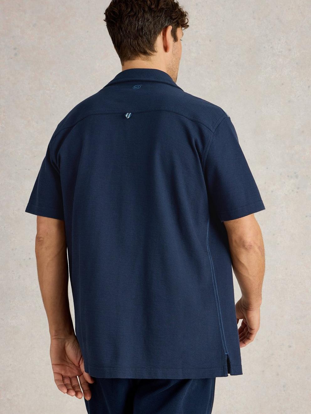 Rib Jersey Shirt in DARK NAVY - MODEL BACK