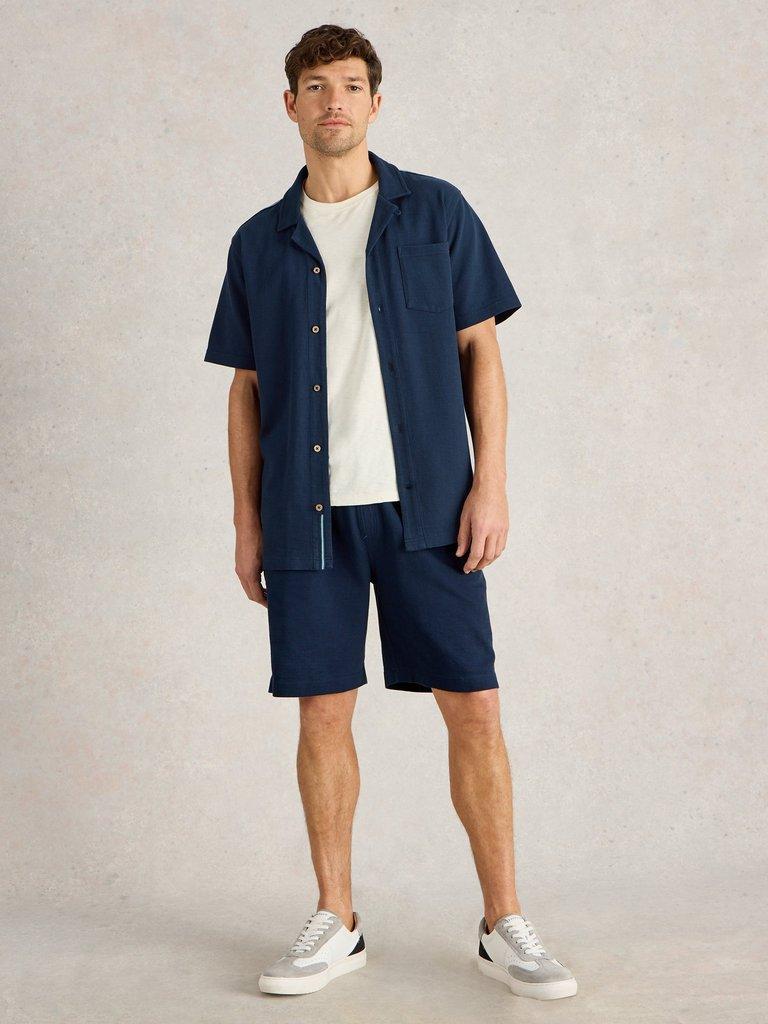 Rib Jersey Shirt in DARK NAVY - MODEL FRONT