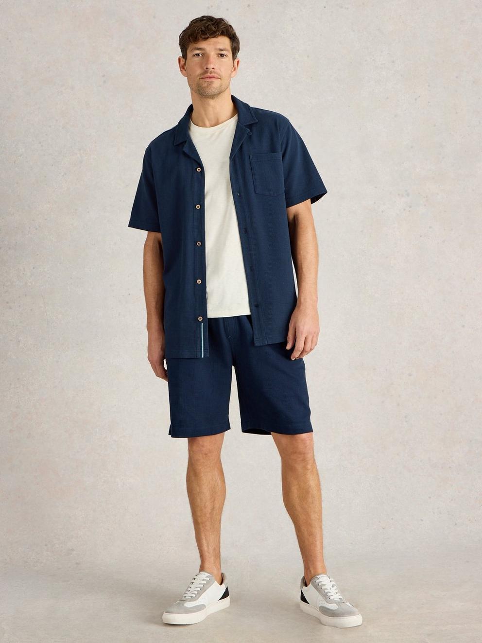 Rib Jersey Shirt in DARK NAVY - MODEL FRONT