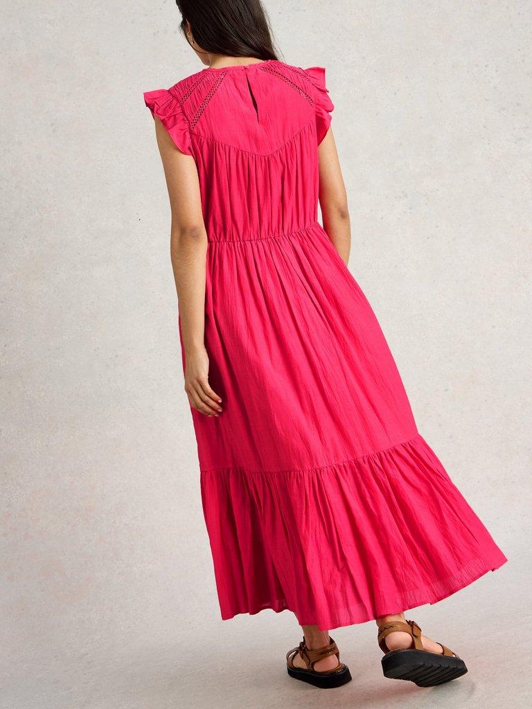 Paige Maxi Dress  in BRT PINK - MODEL BACK