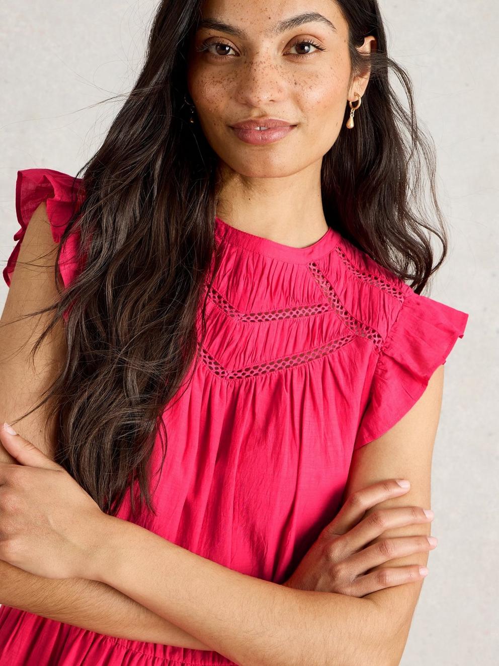 Paige Maxi Dress  in BRT PINK - MODEL DETAIL