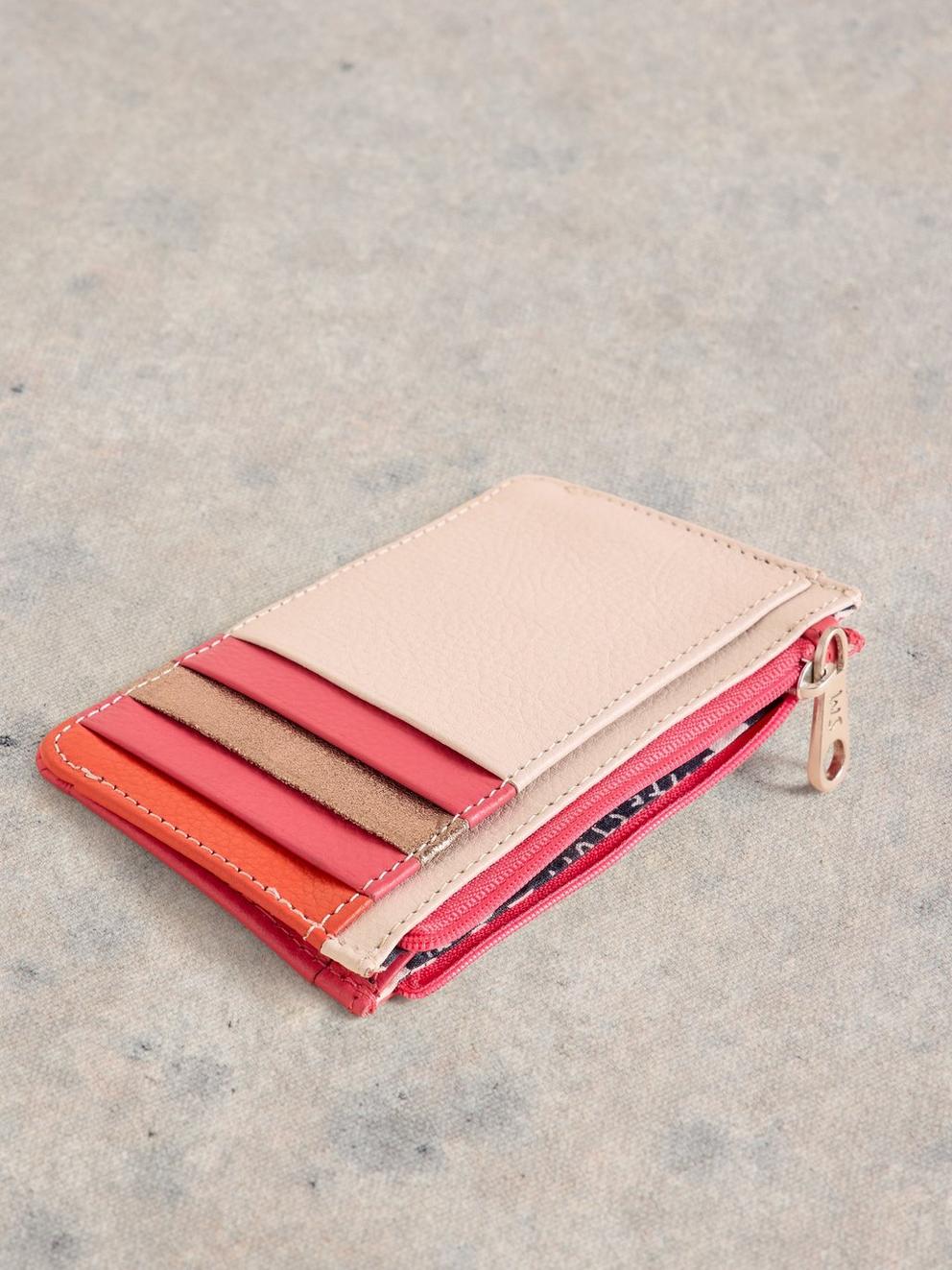 Celia Card Holder Zip Purse in GLD TN MET - FLAT DETAIL
