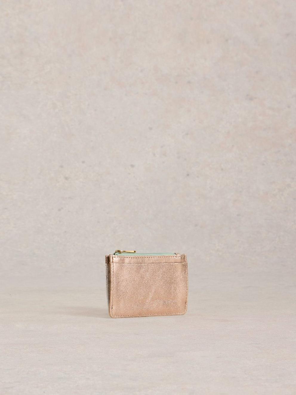 Celia Card Holder Zip Purse in MIXED MET - FLAT BACK