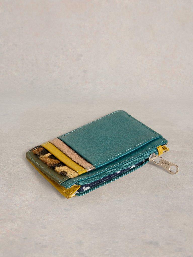 Celia Card Holder Zip Purse in TEAL MLT - FLAT DETAIL