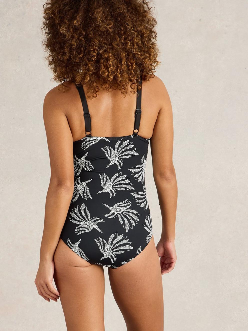 Splash One Piece Control Swimsuit in BLK MLT - MODEL BACK