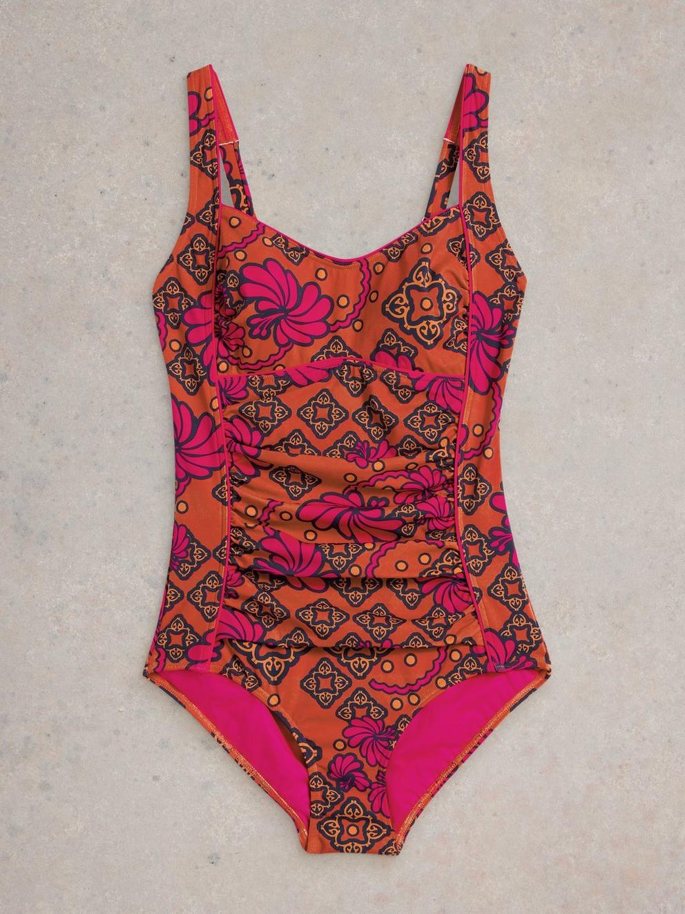 Splash One Piece Control Swimsuit in ORANGE MLT - FLAT FRONT