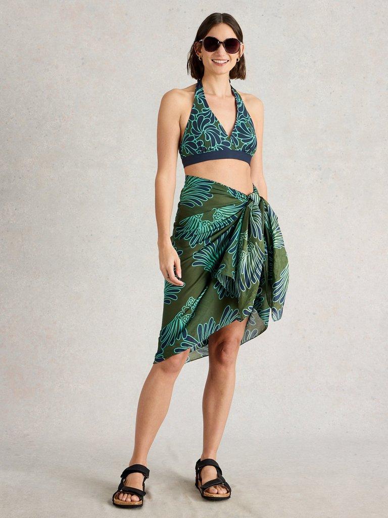 Sunshine Bikini Top Reversible in GREEN MLT - MODEL FRONT