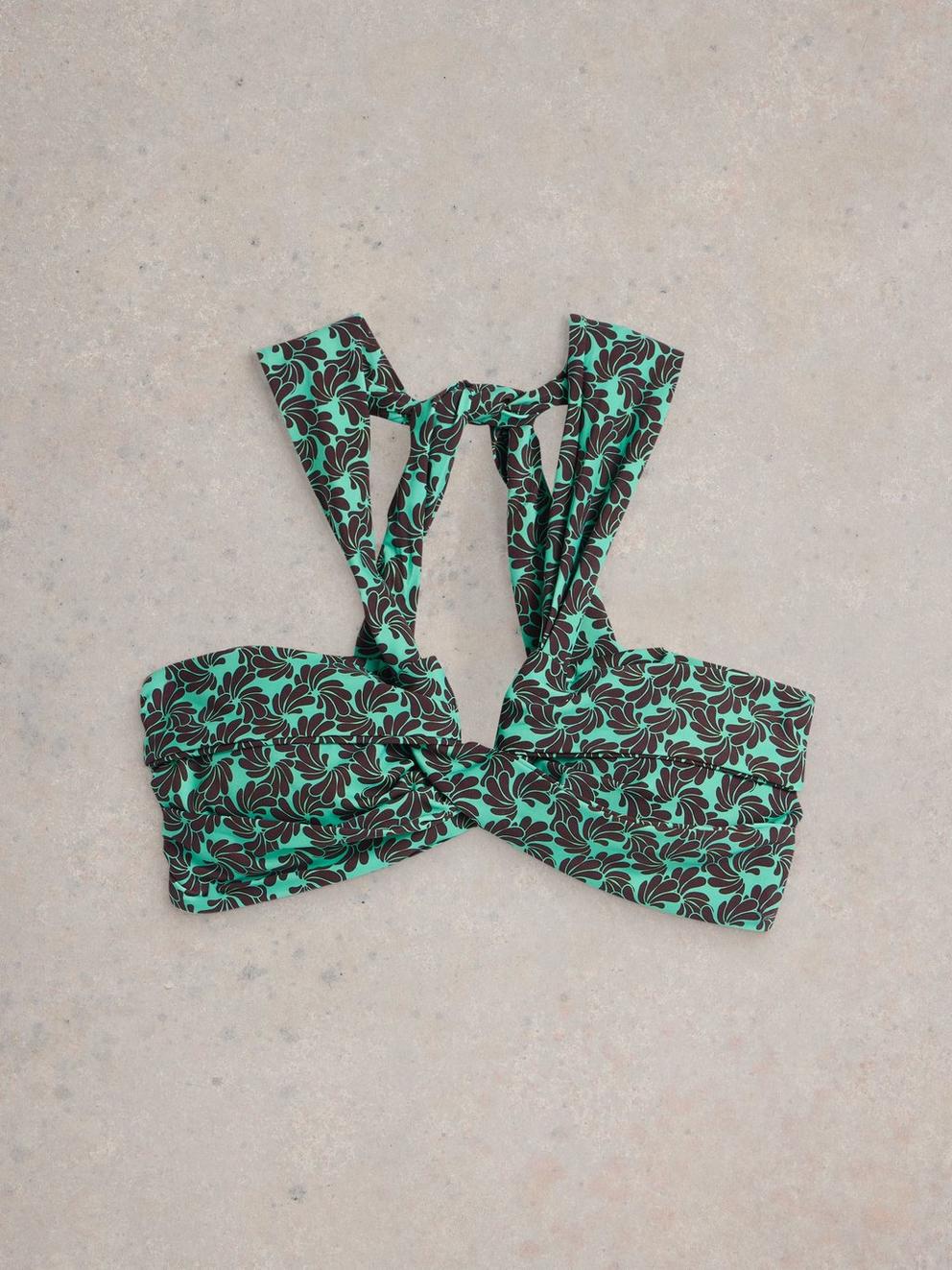 Stella Wrap Bikini Top in BLUE PR - FLAT FRONT