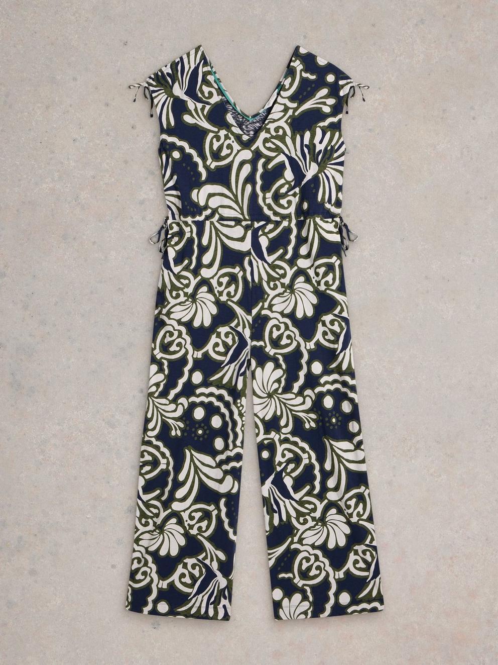 Freya Jersey Jumpsuit in NAVY MULTI - FLAT FRONT