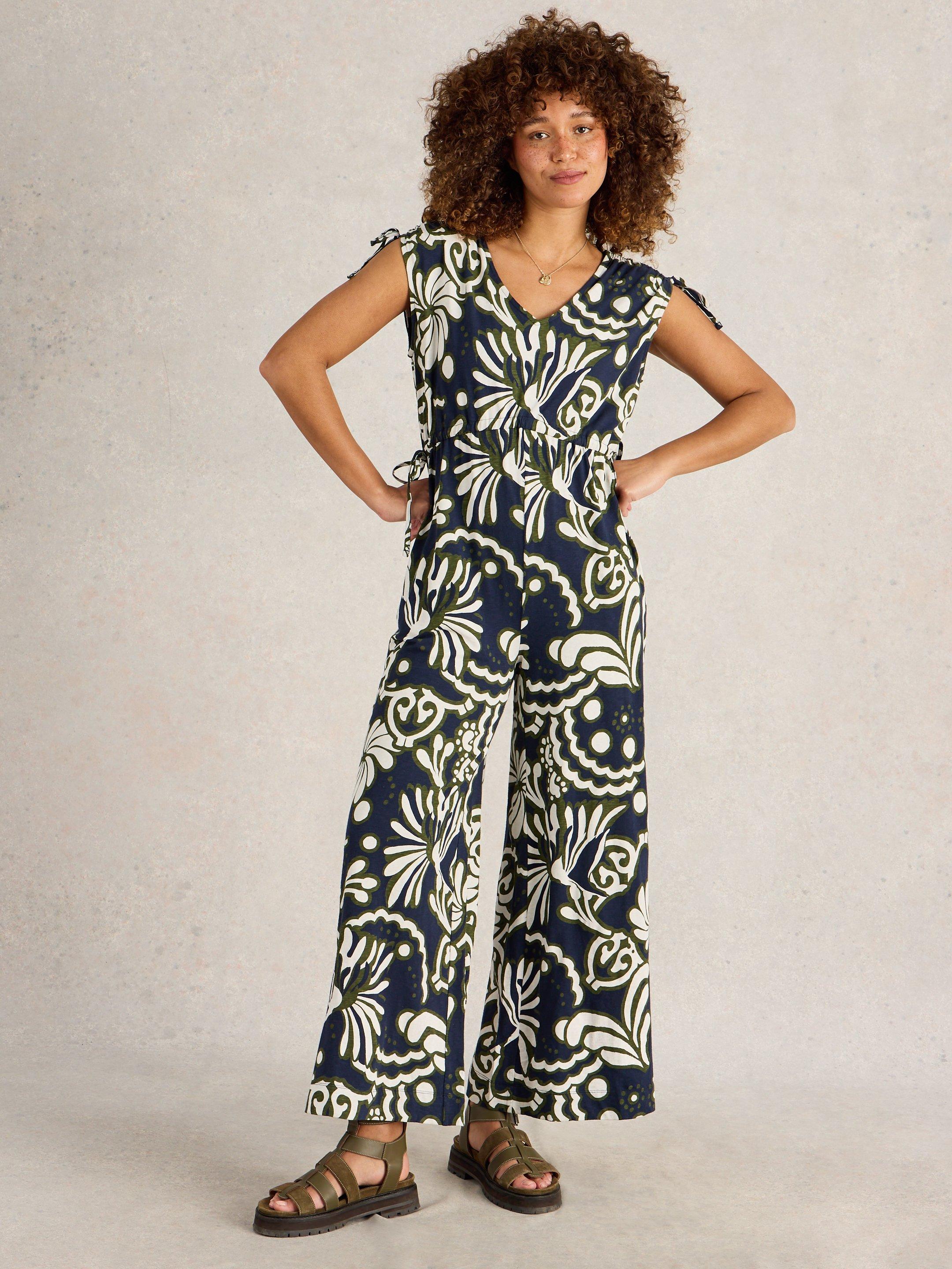 Freya Jersey Jumpsuit in NAVY MULTI | White Stuff