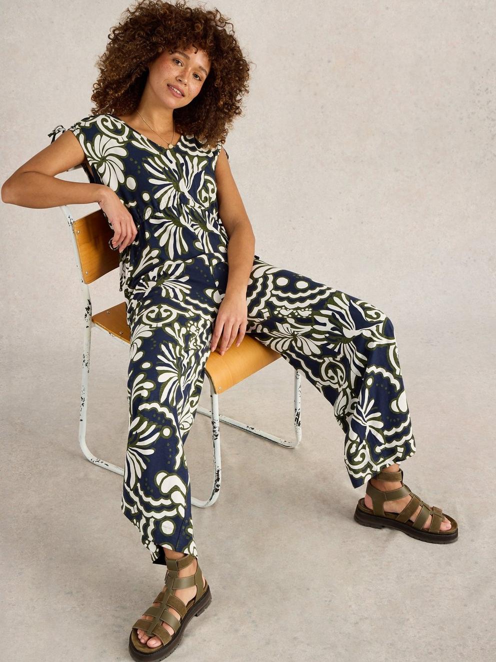 Freya Jersey Jumpsuit in NAVY MULTI - LIFESTYLE