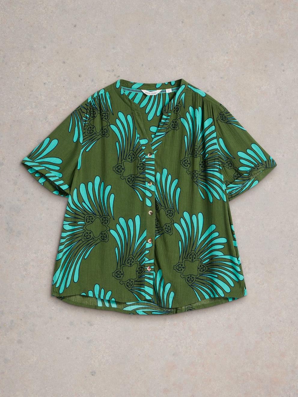 Sloane Shirt in GREEN MLT - FLAT FRONT