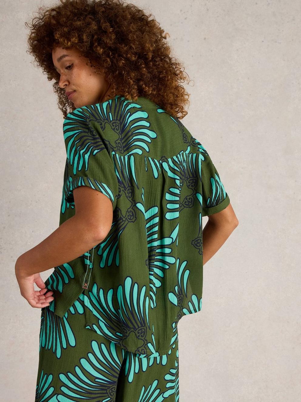 Sloane Shirt in GREEN MLT - MODEL BACK