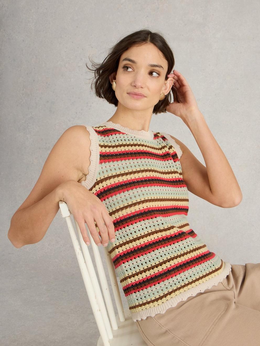SUNNY STRIPE TANK in NAT MLT - LIFESTYLE