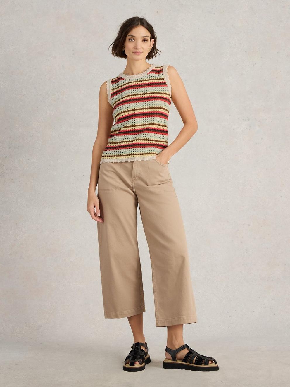 SUNNY STRIPE TANK in NAT MLT - MODEL FRONT