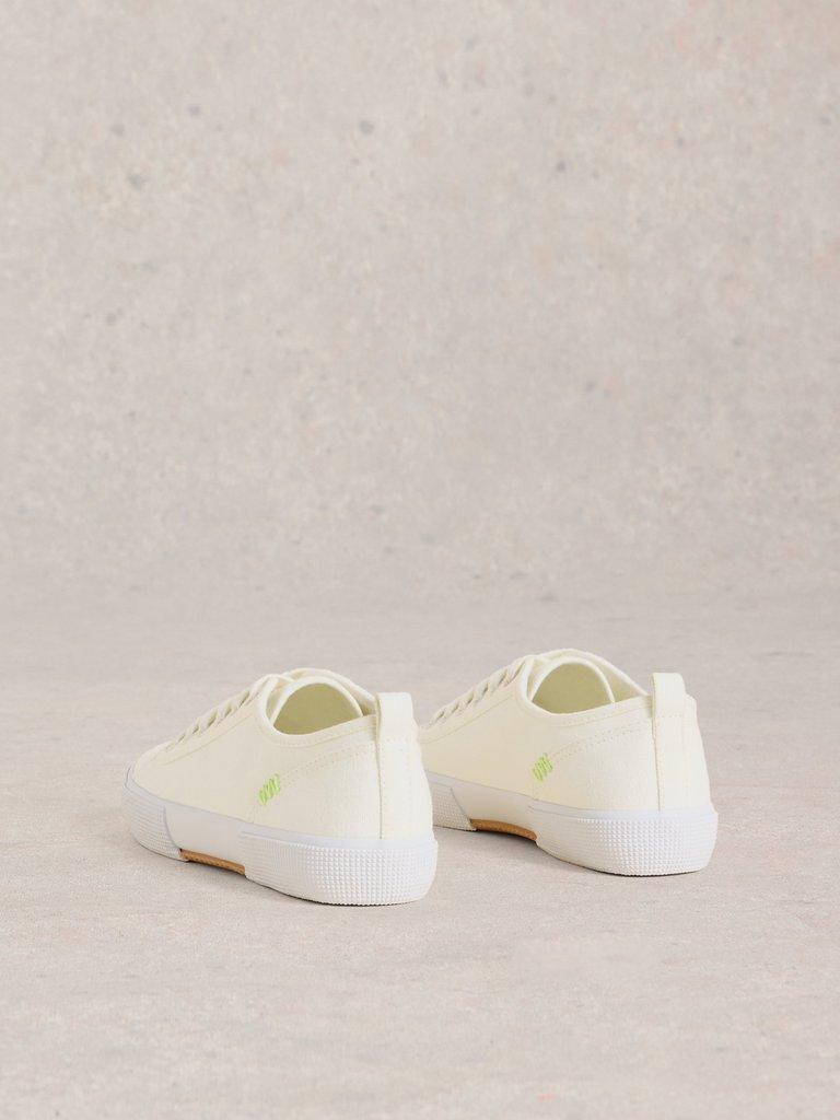 Pippa Canvas Lace Up Trainers in BRIL WHITE - FLAT BACK