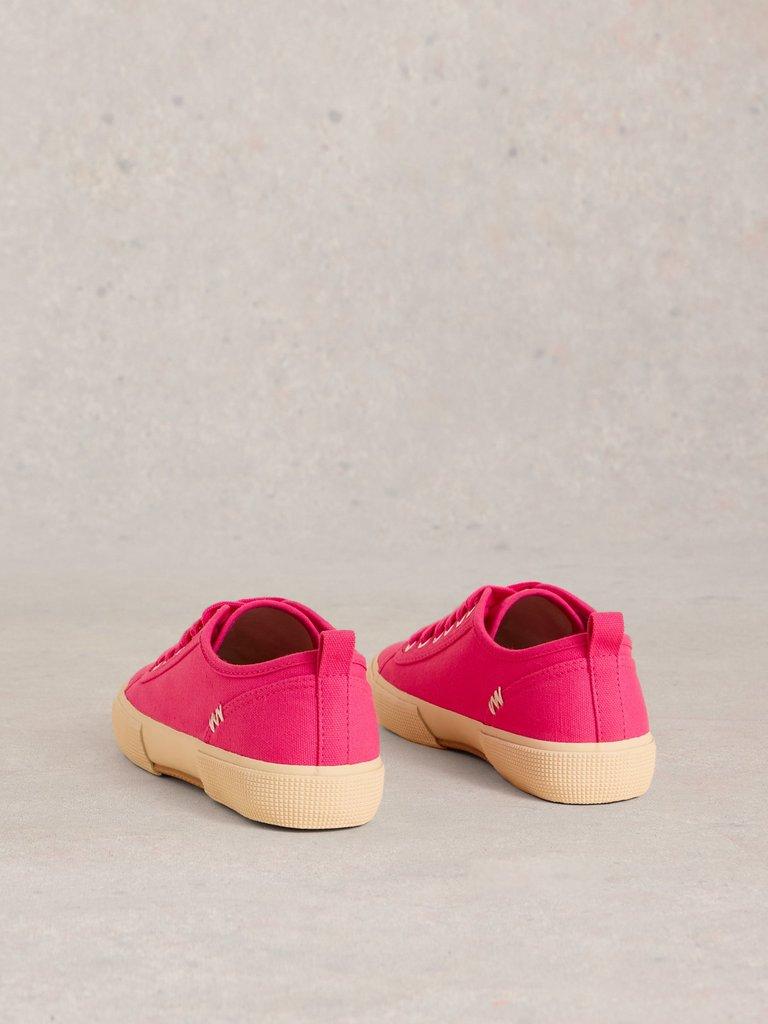 Pippa Canvas Lace Up Trainers in BRT PINK - FLAT BACK