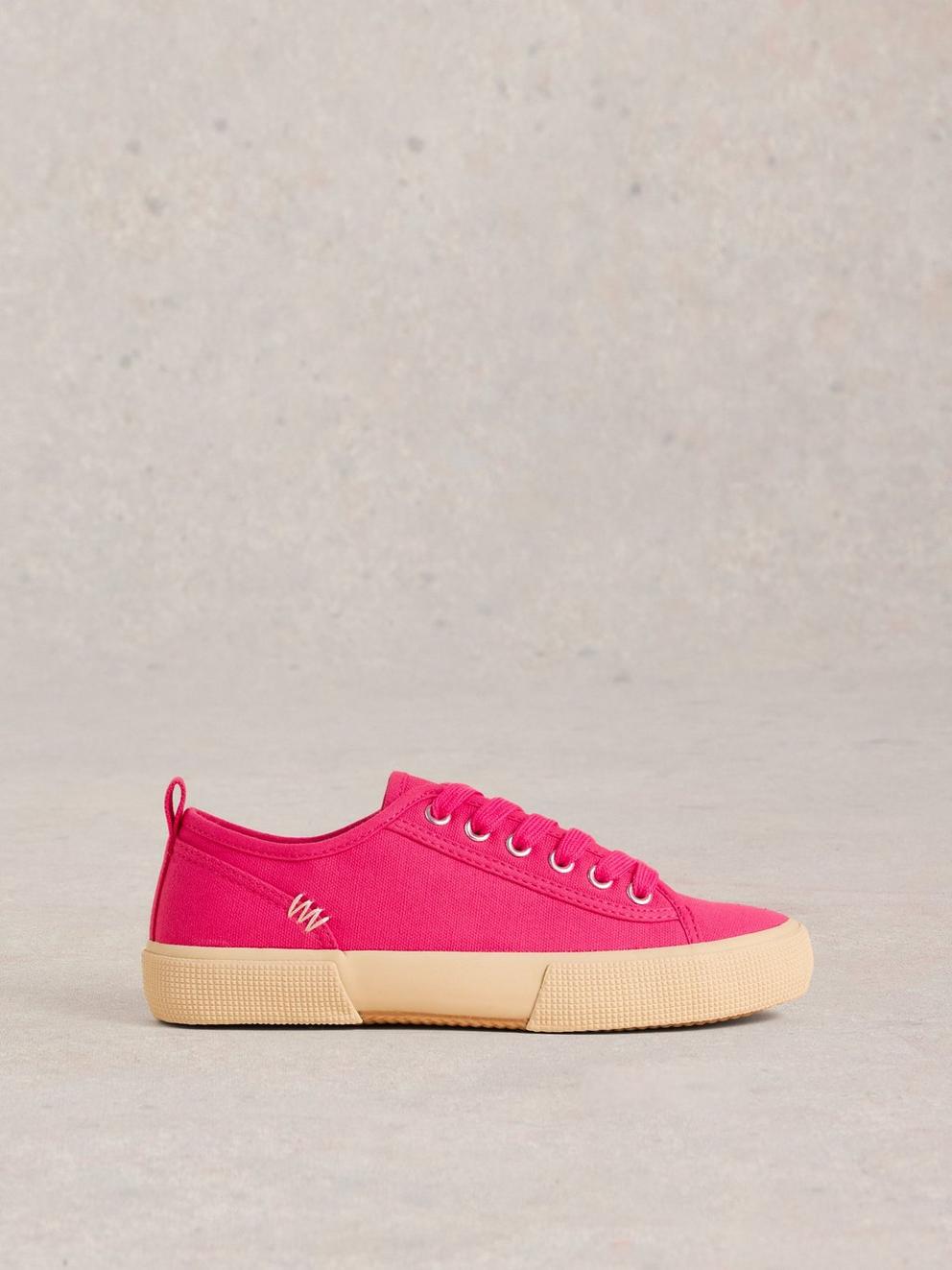 Pippa Canvas Lace Up Trainers in BRT PINK - LIFESTYLE