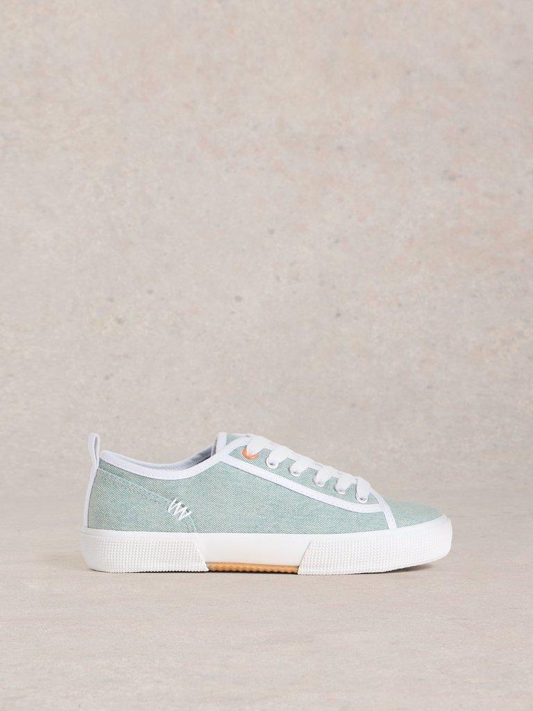 Pippa Canvas Lace Up Trainers in CHAMB BLUE - LIFESTYLE