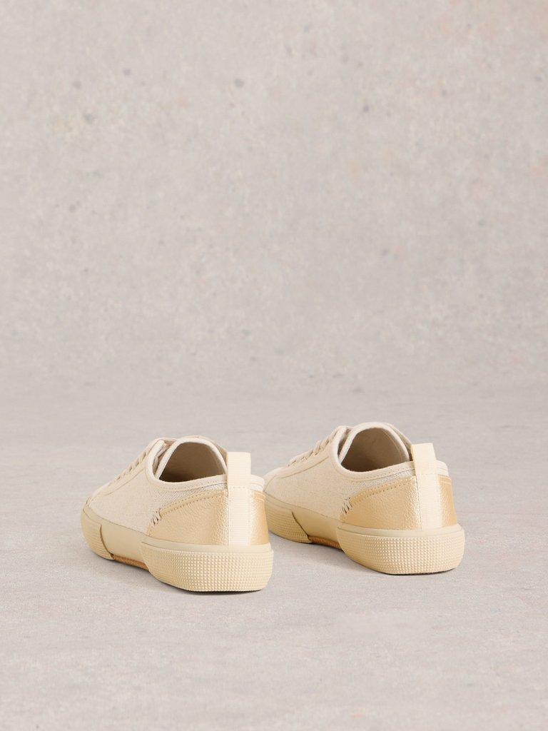 Pippa Canvas Lace Up Trainers in LGT NAT - FLAT BACK