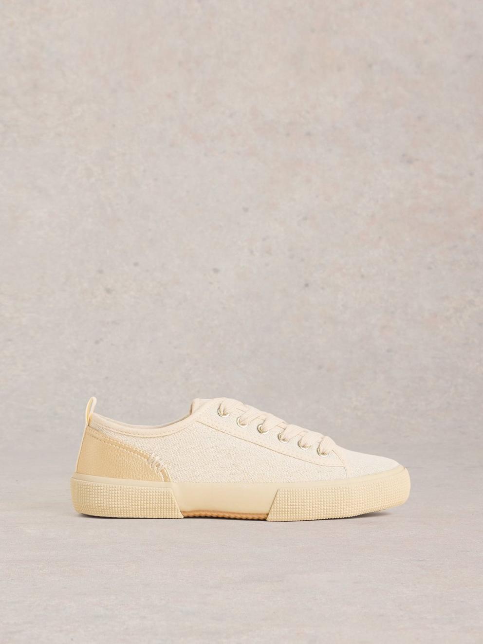 Pippa Canvas Lace Up Trainers in LGT NAT - LIFESTYLE
