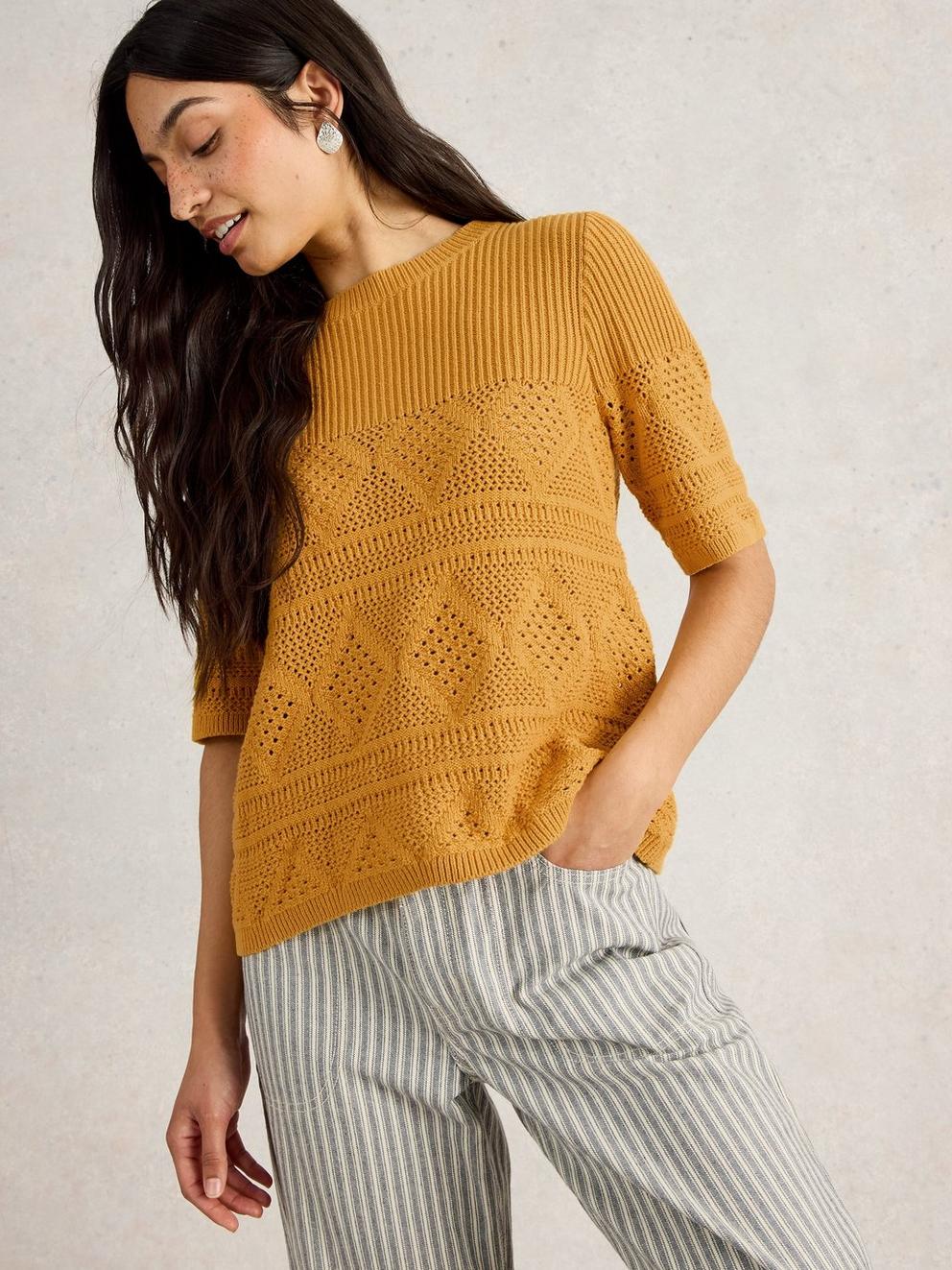 STITCHY KNITTED TEE in MID YELLOW - LIFESTYLE