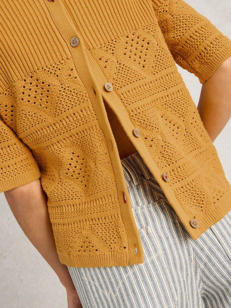 STITCHY KNITTED TEE in MID YELLOW - MODEL DETAIL