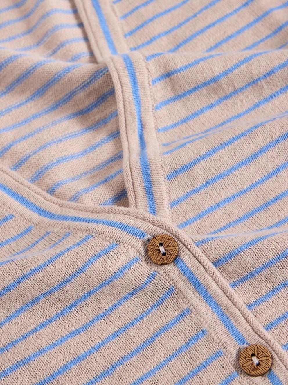 NARIA STRIPE LINEN BLEND CARDI in NAT MLT - FLAT DETAIL