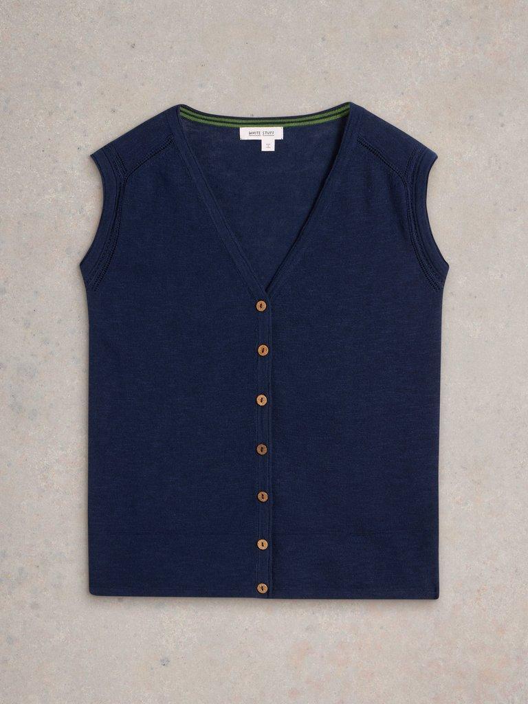 NARIA LINEN BLEND TANK in DARK NAVY - FLAT FRONT