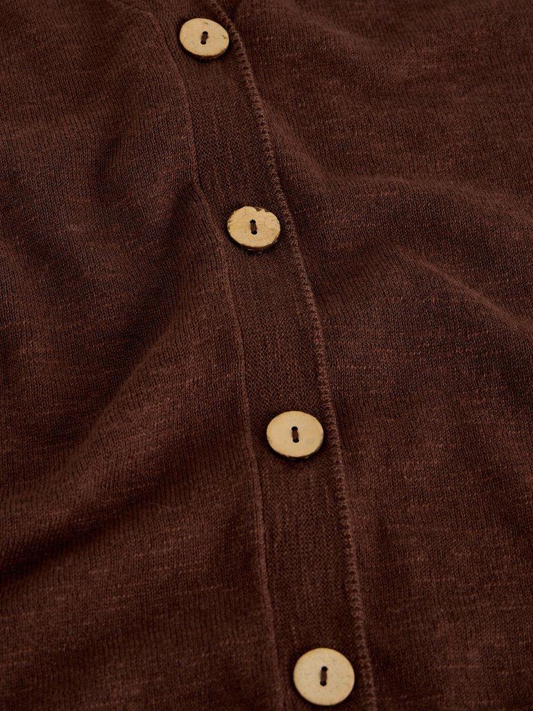 NOVA LINEN BLEND TANK in DK BROWN - FLAT DETAIL