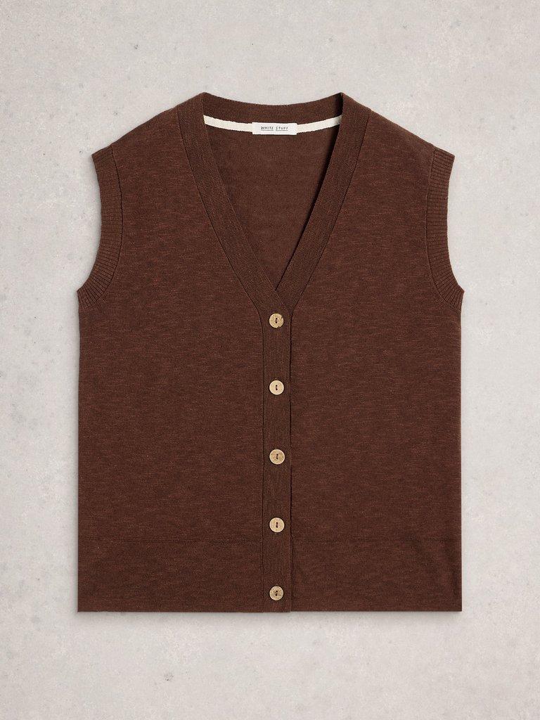NOVA LINEN BLEND TANK in DK BROWN - FLAT FRONT
