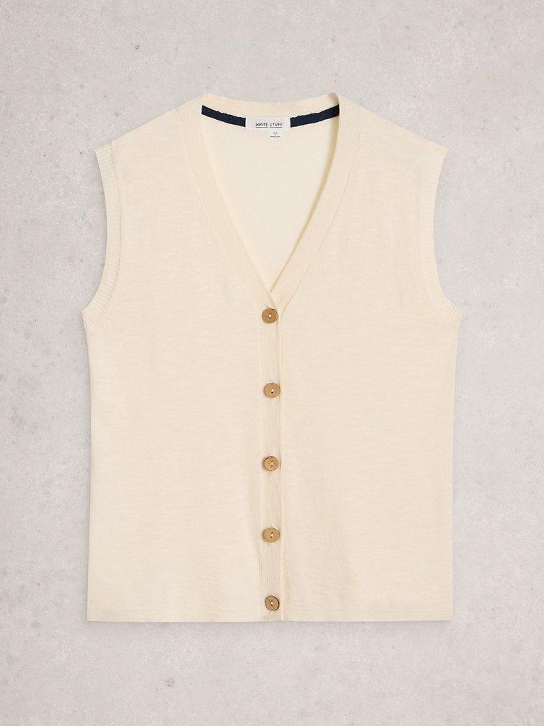 NOVA LINEN BLEND TANK in NAT WHITE - FLAT FRONT