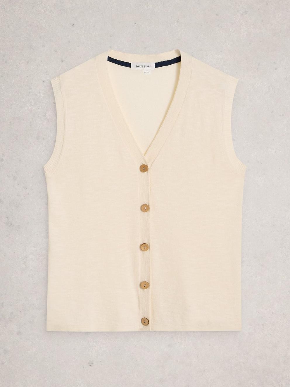 NOVA LINEN BLEND TANK in NAT WHITE - FLAT FRONT