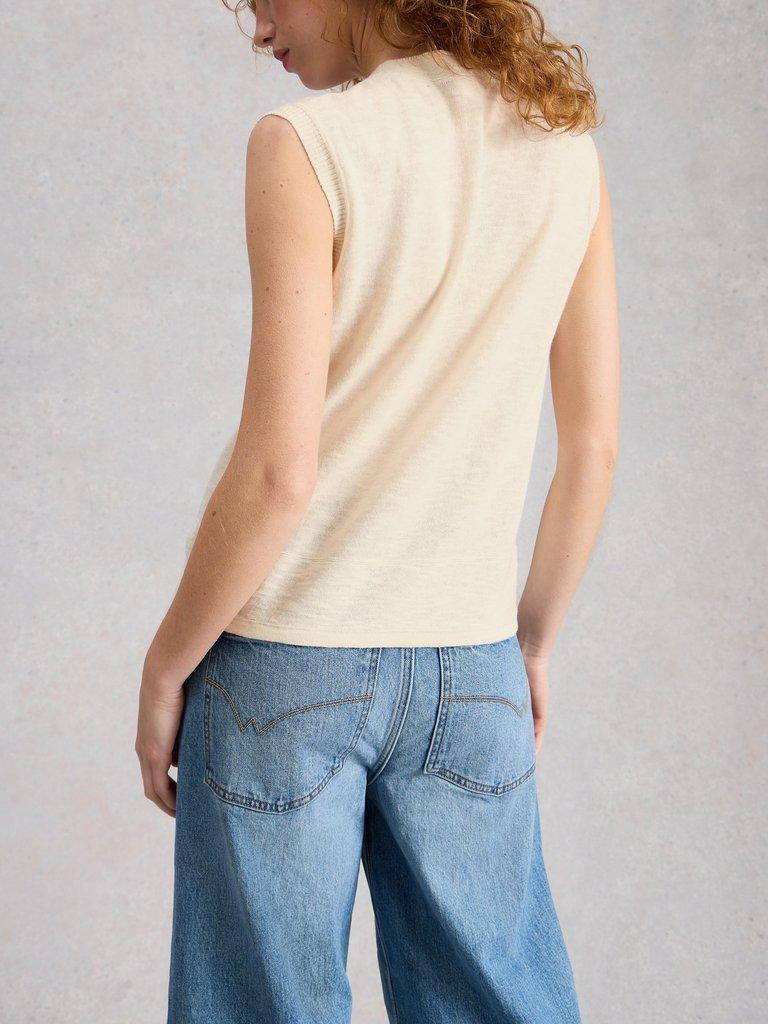 NOVA LINEN BLEND TANK in NAT WHITE - MODEL BACK