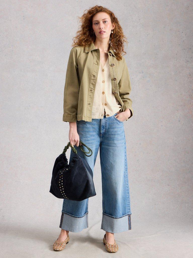 NOVA LINEN BLEND TANK in NAT WHITE - MODEL FRONT