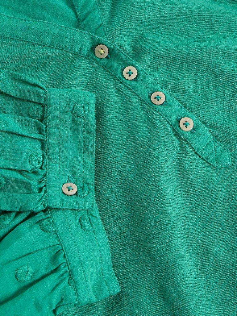 ELLIE BRODERIE TOP in BRT GREEN - FLAT DETAIL