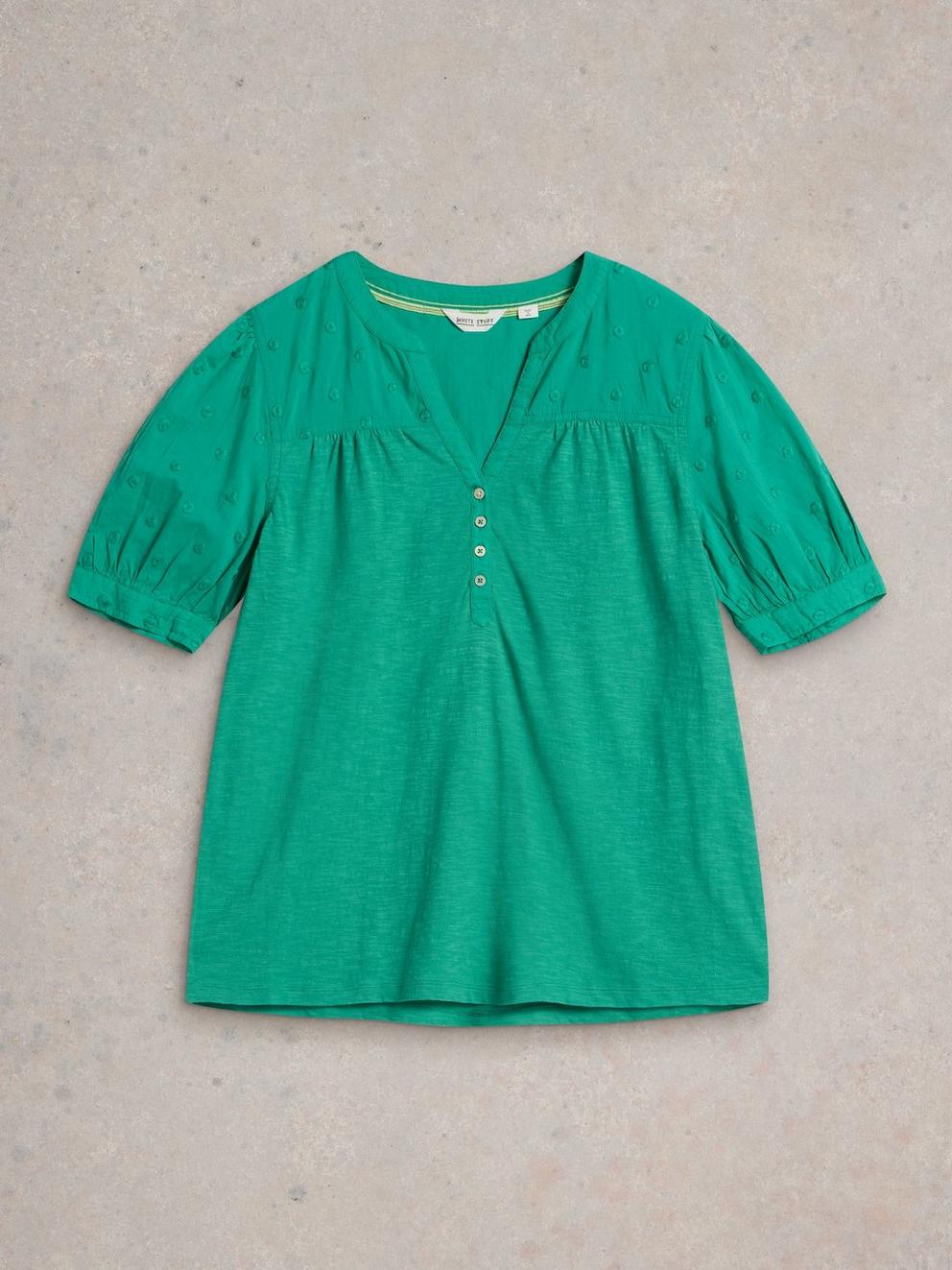 ELLIE BRODERIE TOP in BRT GREEN - FLAT FRONT