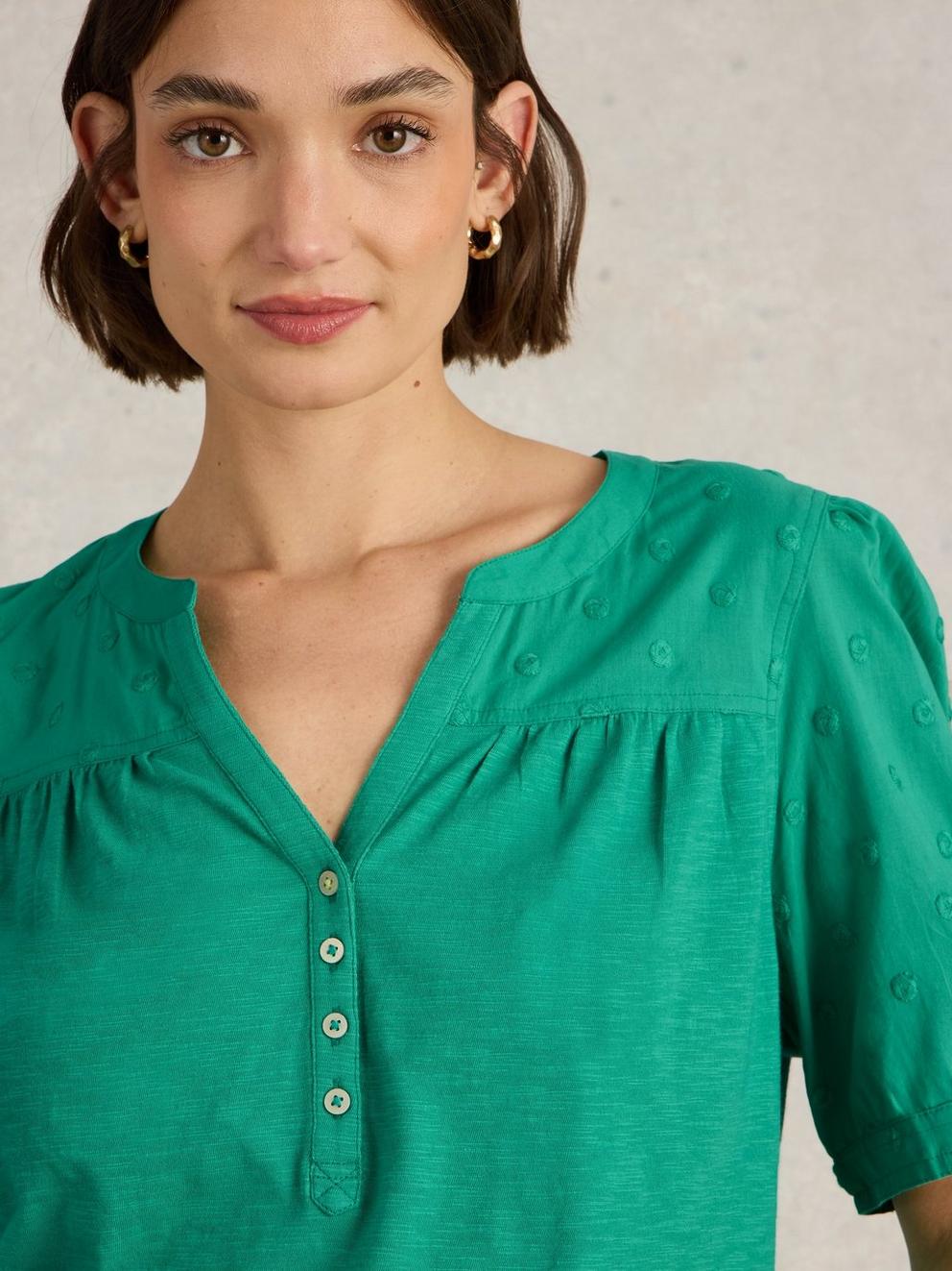 ELLIE BRODERIE TOP in BRT GREEN - LIFESTYLE