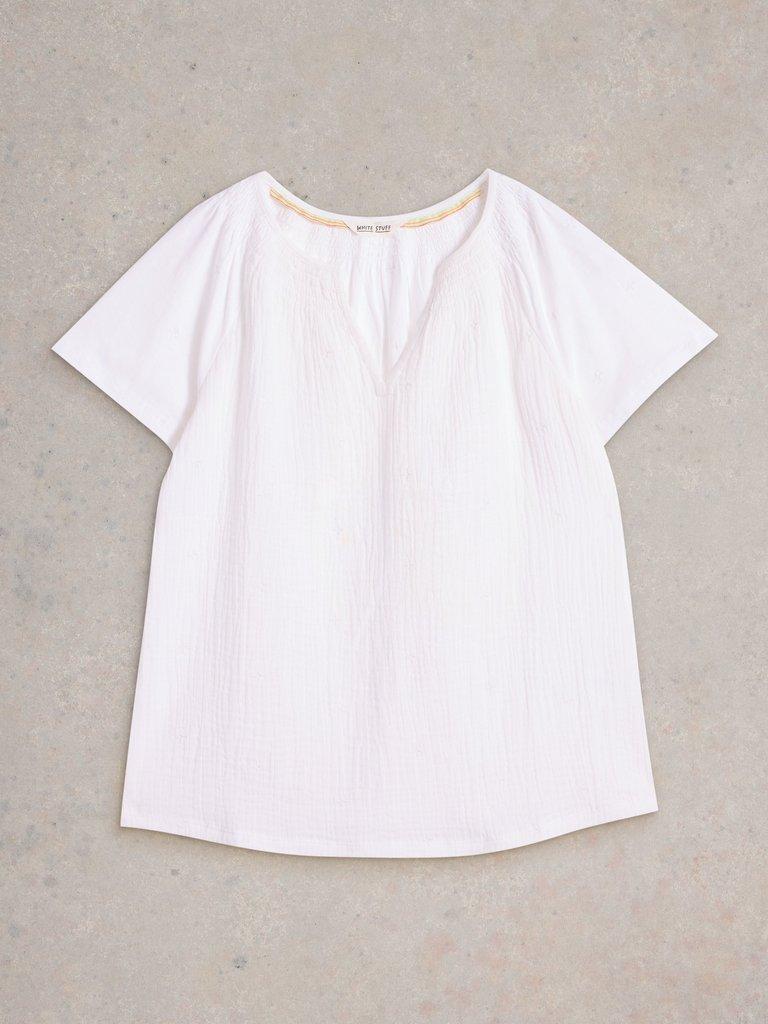 LUELLA NOTCH NECK TOP in BRIL WHITE - FLAT FRONT